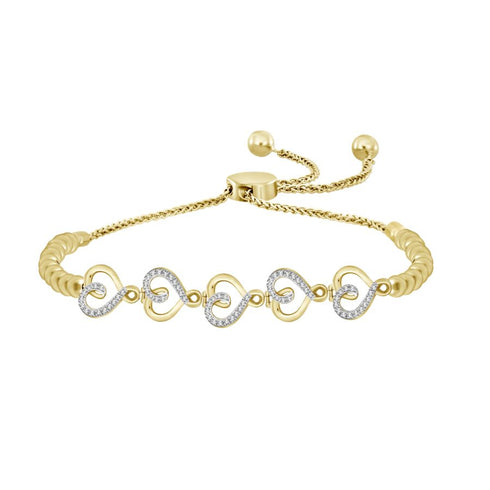 LADIES BOVALO BRACELET 0.15CT ROUND DIAMOND YELLOW GOLD/STERLING SILVER