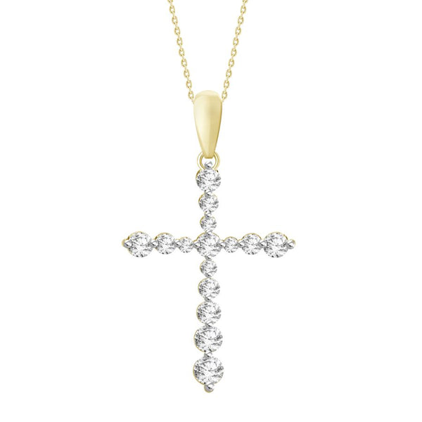 LADIES PENDANT WITH CHAIN 0.50CT ROUND DIAMOND 10K YELLOW GOLD