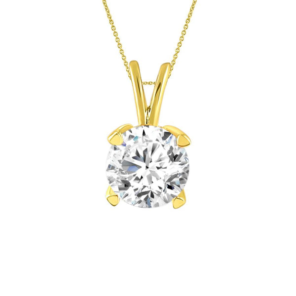 LADIES SOLITAIRE PENDANT 0.15CT ROUND DIAMOND 14K YELLOW GOLD