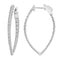 LADIES HOOP EARRINGS 2.00CT ROUND DIAMOND 14K WHITE GOLD