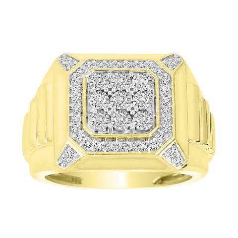 MEN'S RING 0.50CT ROUND DIAMOND 10K YELLOW GOLD