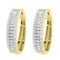LADIES HOOP EARRINGS 0.50CT ROUND/BAGUETTE DIAMOND 10K YELLOW GOLD