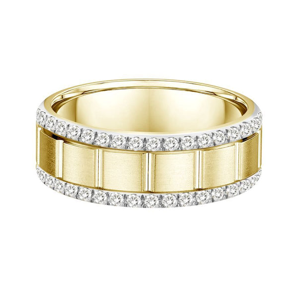 MEN'S BAND 0.50CT ROUND DIAMOND 14K YELLOW GOLD (SI QUALITY)