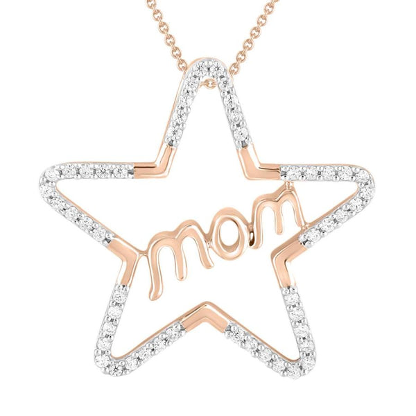 LADIES PENDANT WITH CHAIN 0.15CT ROUND DIAMOND 10K ROSE GOLD