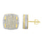 LADIES STUD EARRINGS 0.50CT ROUND/BAGUETTE DIAMOND 10K YELLOW GOLD