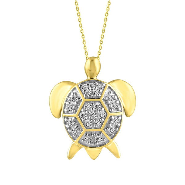 LADIES PENDANT WITH CHAIN 0.15CT ROUND DIAMOND 10K YELLOW GOLD