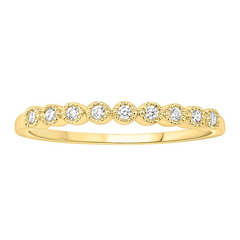 LADIES STACKABLE BAND 0.11CT ROUND DIAMOND 10K YELLOW GOLD