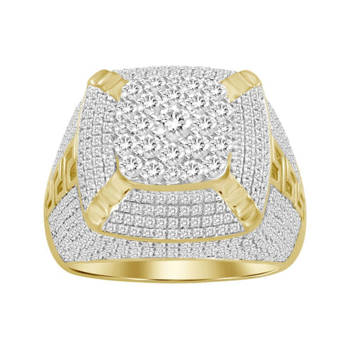 MEN'S RING 2.00CT ROUND DIAMOND 10K YELLOW GOLD