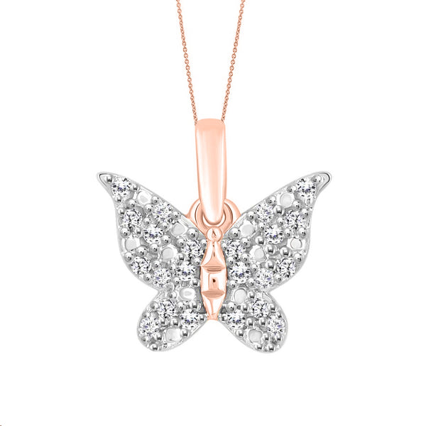 LADIES PENDANT WITH CHAIN 0.10CT ROUND DIAMOND 10K ROSE GOLD