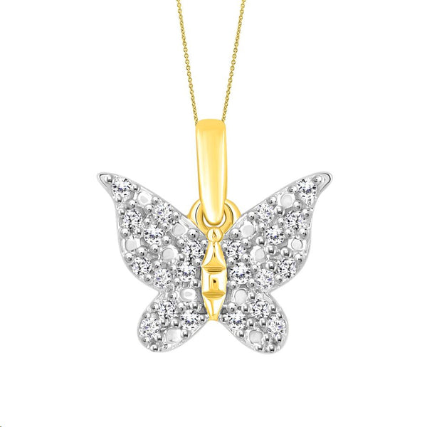 LADIES PENDANT 0.10CT ROUND DIAMOND 10K YELLOW GOLD