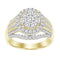 LADIES FASHION RING 1.00CT ROUND/BAGUETTE DIAMOND 10K YELLOW GOLD