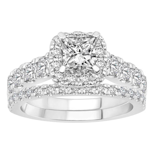 LADIES BRIDAL SET 2.30CT ROUND DIAMOND 14K WHITE GOLD (SI QUALITY) (CENTER STONE 0.75CT ROUND DIAMOND)