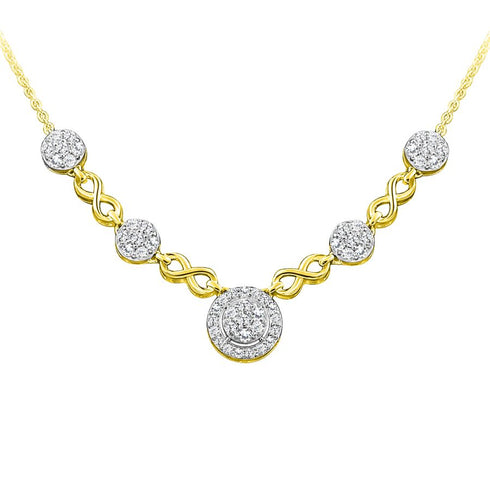 LADIES NECKLACE 1.25CT ROUND DIAMOND 14K YELLOW GOLD