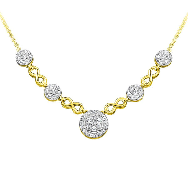 LADIES NECKLACE 1.25CT ROUND DIAMOND 14K YELLOW GOLD