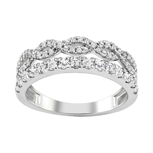 LADIES BAND 0.70CT ROUND DIAMOND 10K WHITE GOLD