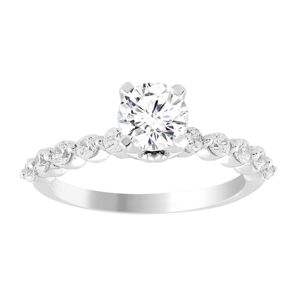 LADIES ENGAGEMENT RING SEMI MOUNT 0.50CT ROUND DIAMOND 14K WHITE GOLD