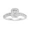 LADIES ENGAGEMENT RING 1.33CT ROUND/EMERALD DIAMOND 14K WHITE GOLD (SI QUALITY) (CENTER STONE 0.50CT EMERALD DIAMOND)