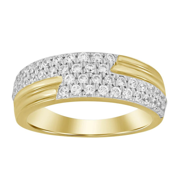 MEN'S BAND 1.00CT ROUND DIAMOND 10K YELLOW GOLD