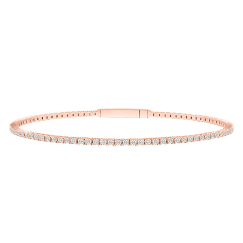 LADIES FLEXIBLE BANGLE 3.00CT ROUND DIAMOND 14K ROSE GOLD