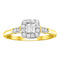 LADIES RING 0.20CT ROUND/BAGUETTE DIAMOND 14K YELLOW GOLD