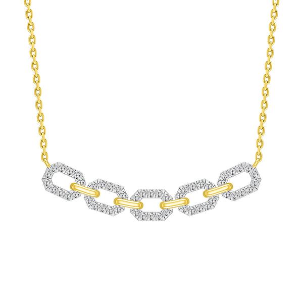 LADIES NECKLACE 0.50CT ROUND DIAMOND 10K YELLOW GOLD