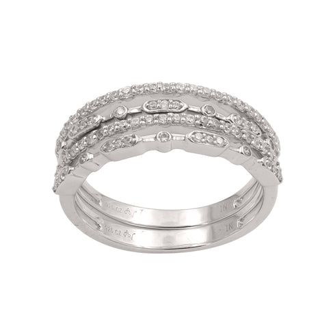 LADIES  BAND 0.40CT ROUND DIAMOND 10K WHITE GOLD