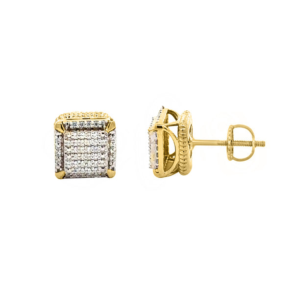 LADIES EARRINGS 0.16CT ROUND DIAMOND 10K YELLOW GOLD