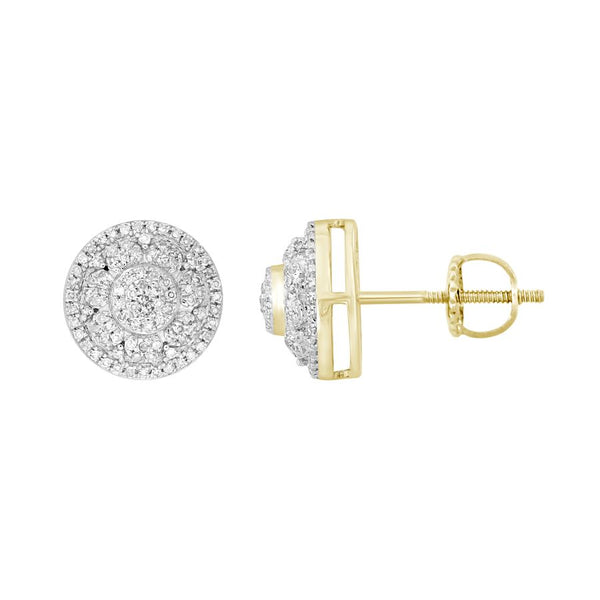 LADIES STUD EARRINGS 0.33CT ROUND DIAMOND 10K YELLOW GOLD