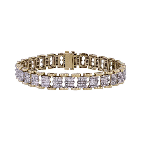 MEN'S  BRACELET 2.50CT ROUND DIAMOND 10K YELLOW GOLD