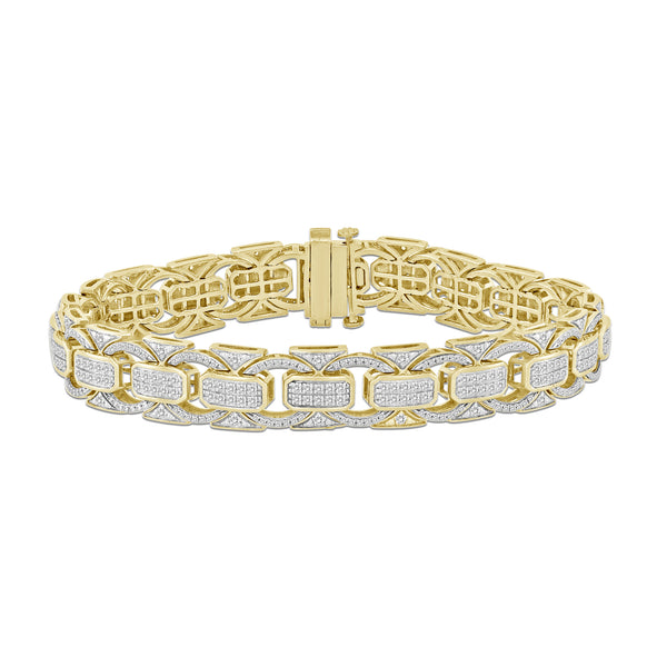 MEN'S  BRACELET 2.50CT ROUND DIAMOND 10K YELLOW GOLD