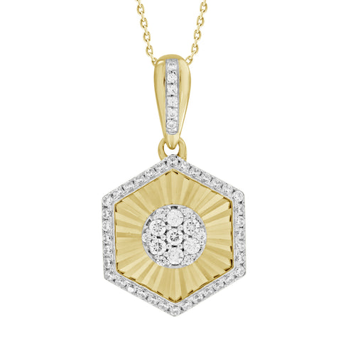 LADIES  PENDANT WITH CHAIN 0.25CT ROUND DIAMOND 10K YELLOW GOLD