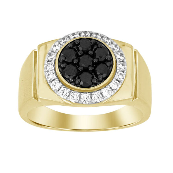 MEN'S RING 1.15CT ROUND DIAMOND 10K YELLOW GOLD