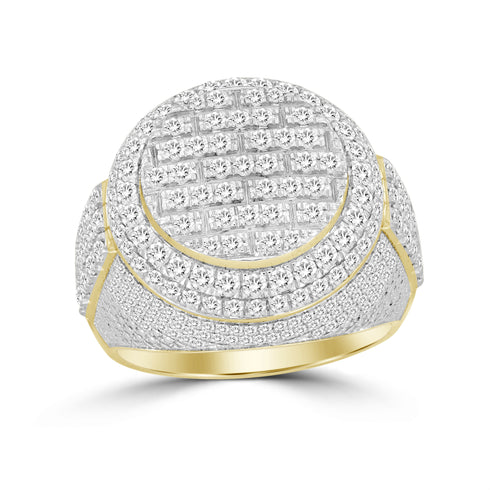 MEN'S RING 2.00CT ROUND DIAMOND 10K YELLOW GOLD