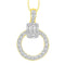 LADIES PENDANT WITH CHAIN 0.25CT ROUND/BAGUETTE DIAMOND 14K YELLOW GOLD