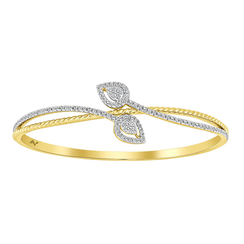 LADIES BANGLE 0.75CT ROUND DIAMOND 14K YELLOW GOLD