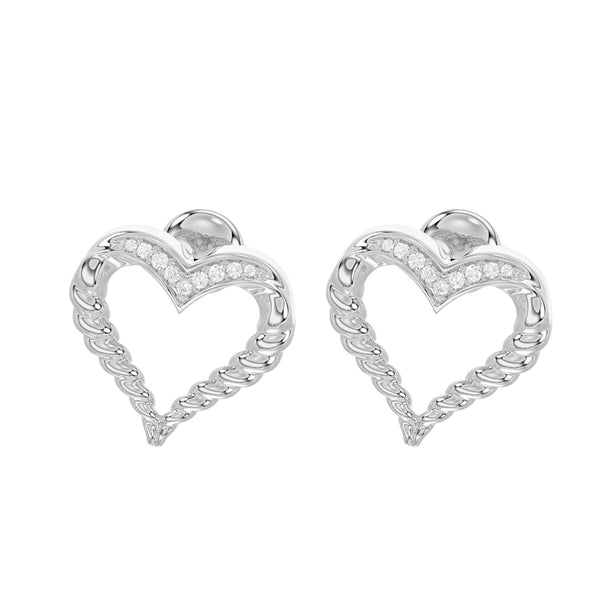 LADIES EARRING 0.07CT ROUND DIAMOND 14K WHITE GOLD  