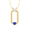 LADIES PENDANT WITH CHAIN 0.15CT ROUND/BLUE SAPPHIRE DIAMOND 14K YELLOW GOLD (CENTER STONE ROUND BLUE SAPPHIRE-0.10CT)