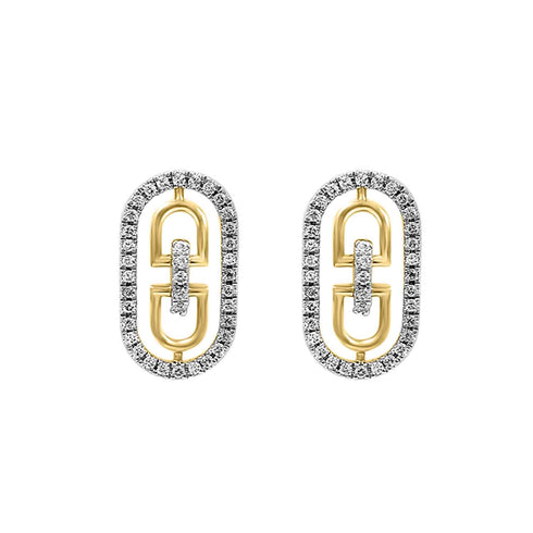 LADIES EARRINGS 0.25CT ROUND DIAMOND 14K YELLOW GOLD
