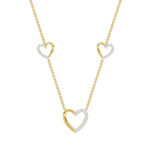 LADIES NECKLACE 0.20CT ROUND DIAMOND 14K YELLOW GOLD