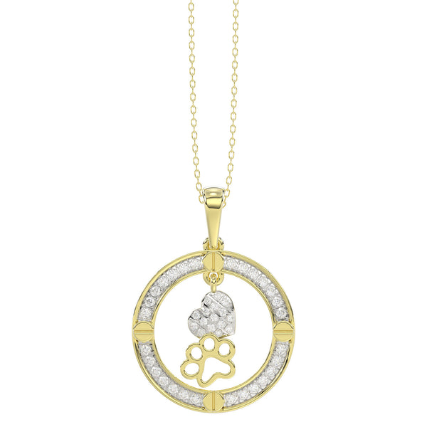 LADIES PENDANT WITH CHAIN 0.25CT ROUND DIAMOND 14K YELLOW GOLD