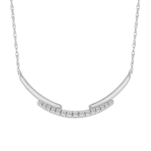 LADIES NECKLACE 0.25CT ROUND DIAMOND 14K WHITE GOLD