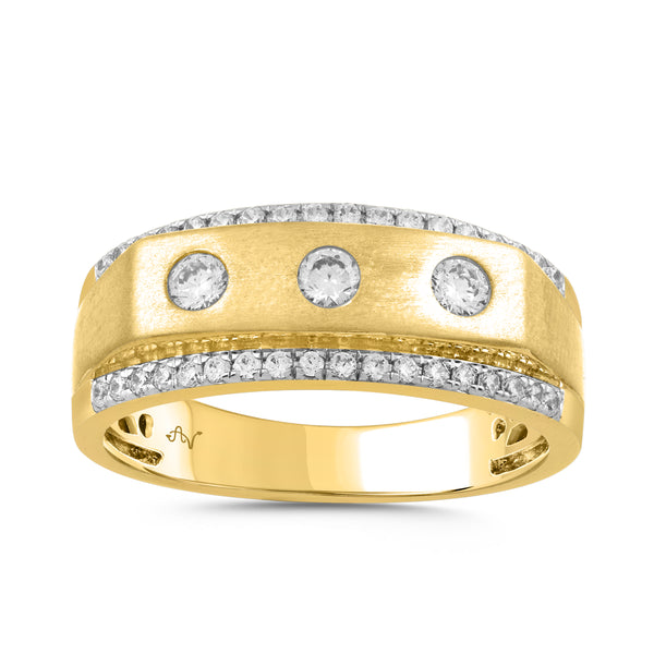 MEN'S RING 0.50CT ROUND DIAMOND 14K YELLOW GOLD