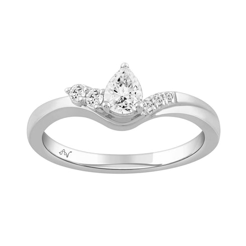 LADIES RING 0.33CT ROUND/PEAR DIAMOND 14K WHITE GOLD (CENTER STONE PEAR DIAMOND-0.25CT)