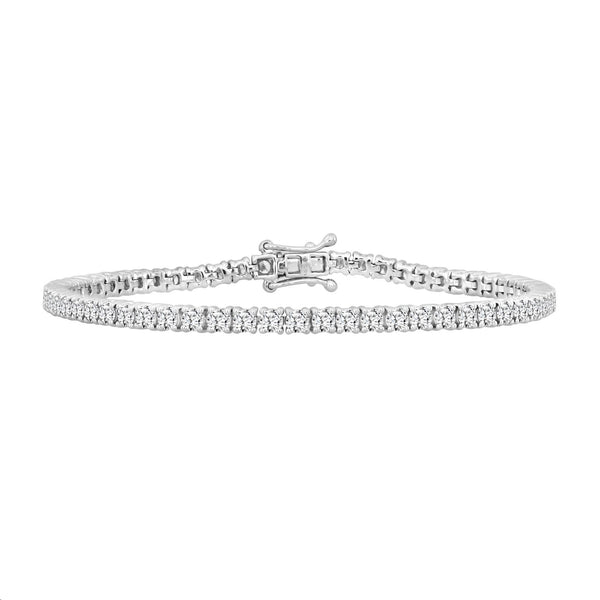 LADIES TENNIS BRACELET 2.00CT ROUND DIAMOND 14K WHITE GOLD