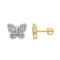 LADIES EARRINGS 0.33CT ROUND/BAGUETTE DIAMOND 14K YELLOW GOLD
