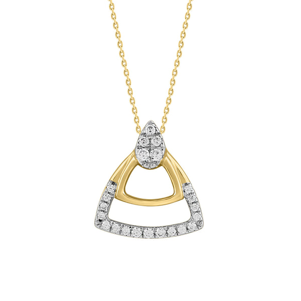 LADIES PENDANT WITH CHAIN 0.13CT ROUND DIAMOND 14K YELLOW GOLD