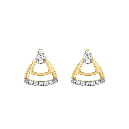 LADIES EARRINGS 0.13CT ROUND DIAMOND 14K YELLOW GOLD