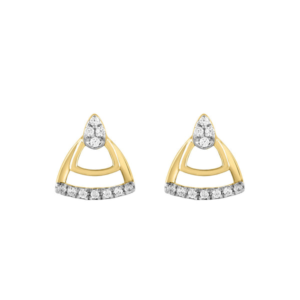 LADIES EARRINGS 0.13CT ROUND DIAMOND 14K YELLOW GOLD