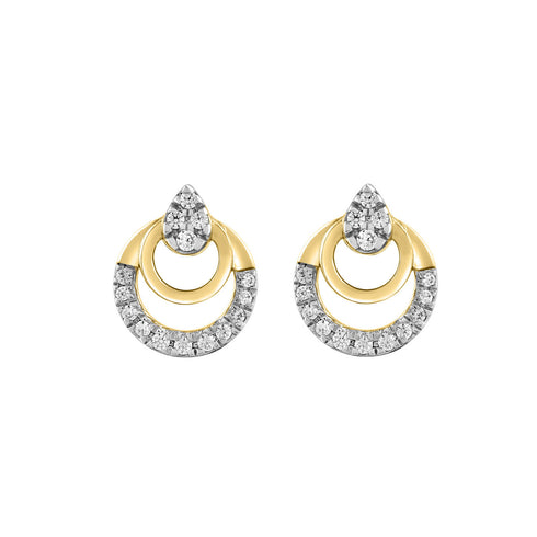 LADIES EARRINGS 0.13CT ROUND DIAMOND 14K YELLOW GOLD