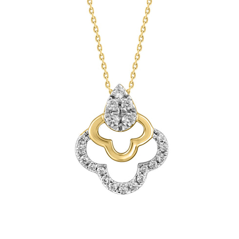 LADIES PENDANT WITH CHAIN 0.13CT ROUND DIAMOND 14K YELLOW GOLD